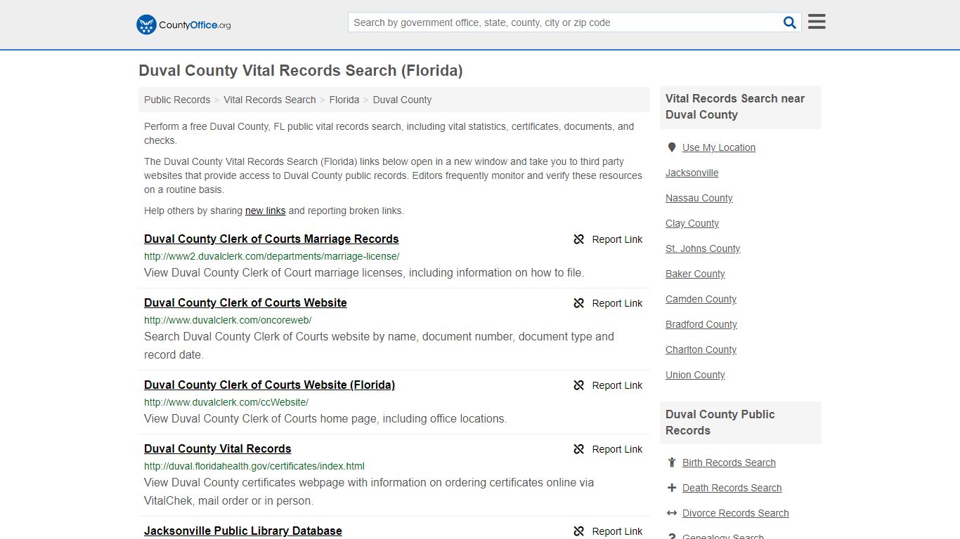 Vital Records Search - Duval County, FL (Birth, Death ...